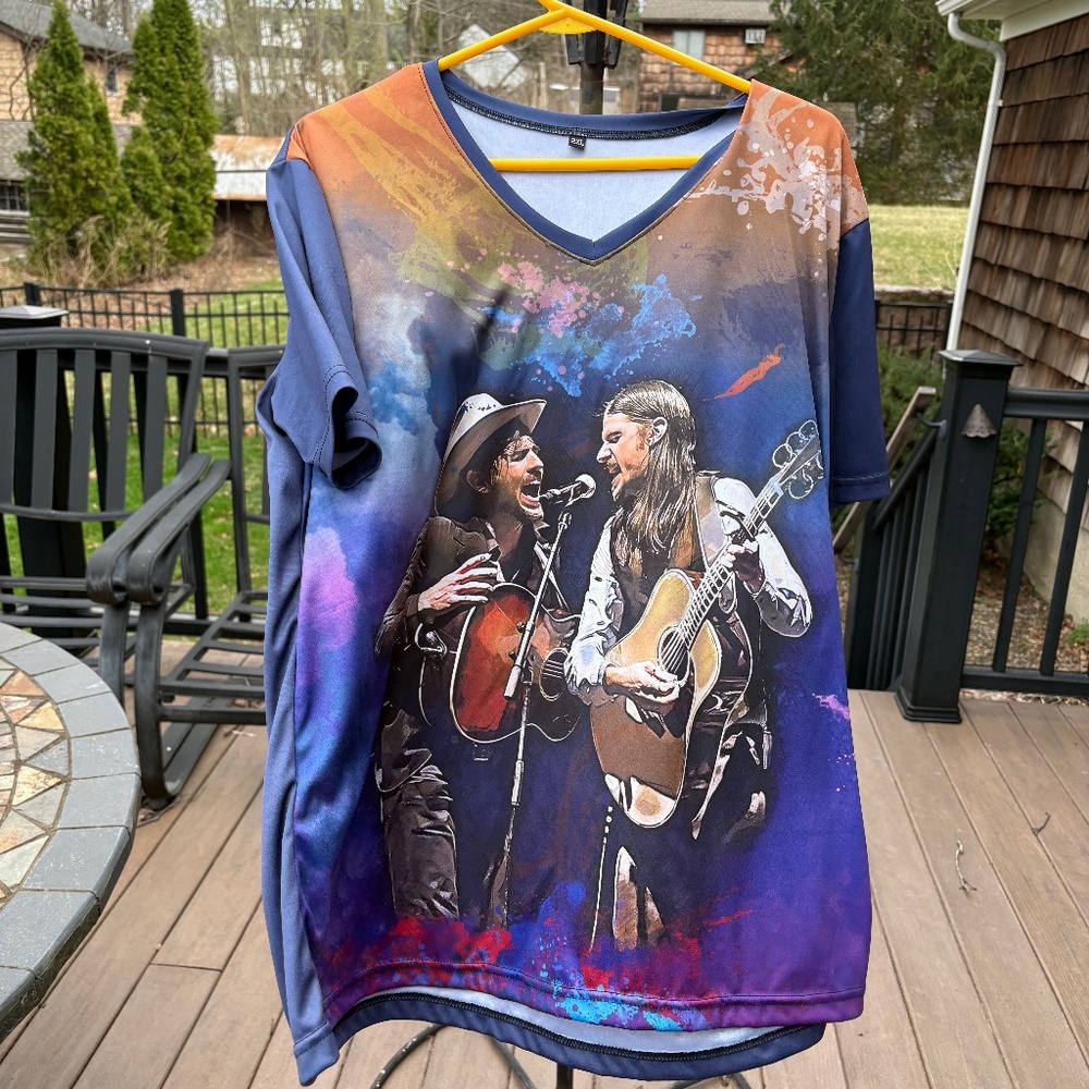 Avett Brothers Custom made silky v neck T shirt - not official merchandise 2xl